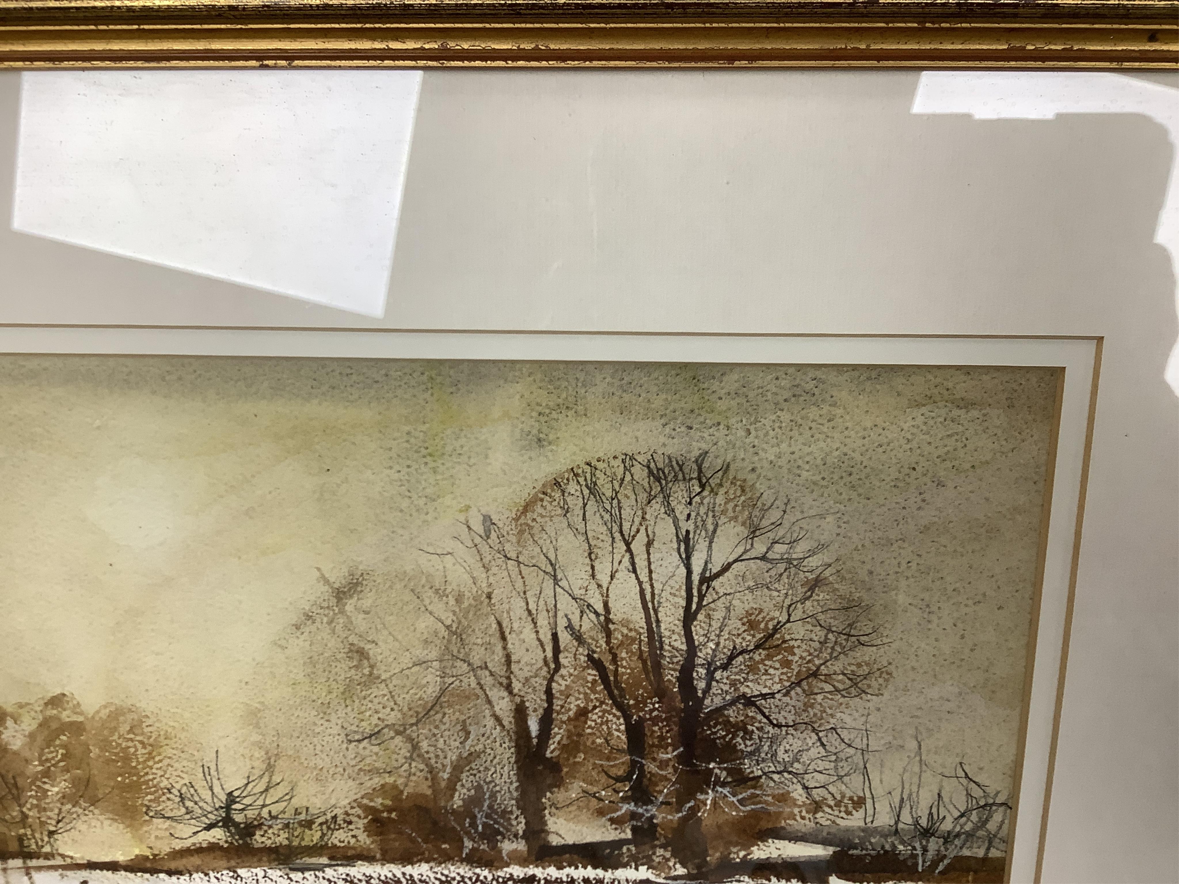 Rowland Hilder (1905-1993), 'A mere in winter', signed, watercolour, 26 x 37cm